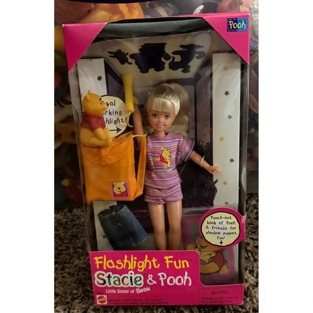 Mattel (Barbie) Flashlight Fun Stacie Doll & Winnie the Pooh (NWT) Vintage